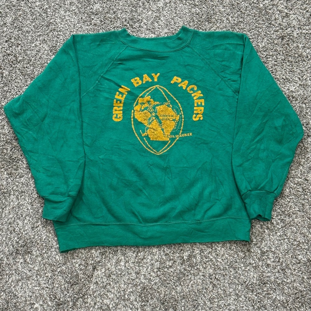 Vintage‎ 60s Green Bay Packers Sweatshirt Raglan Gusset Mens M 21.5x22.5 1960s
